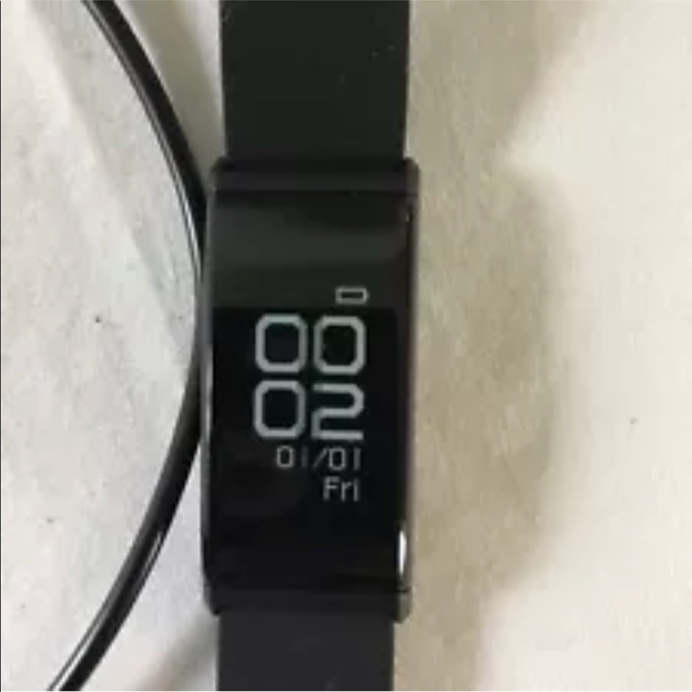 Skinny Black Fitness Watch W/Charger Heart Monitor